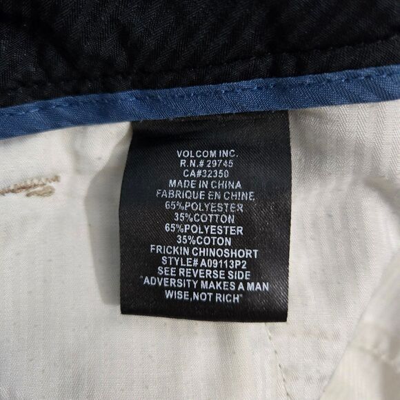 Volcom Men 31 Tan 10.5" Inseam Chino Flat Front Skater Shorts - Picture 8 of 13